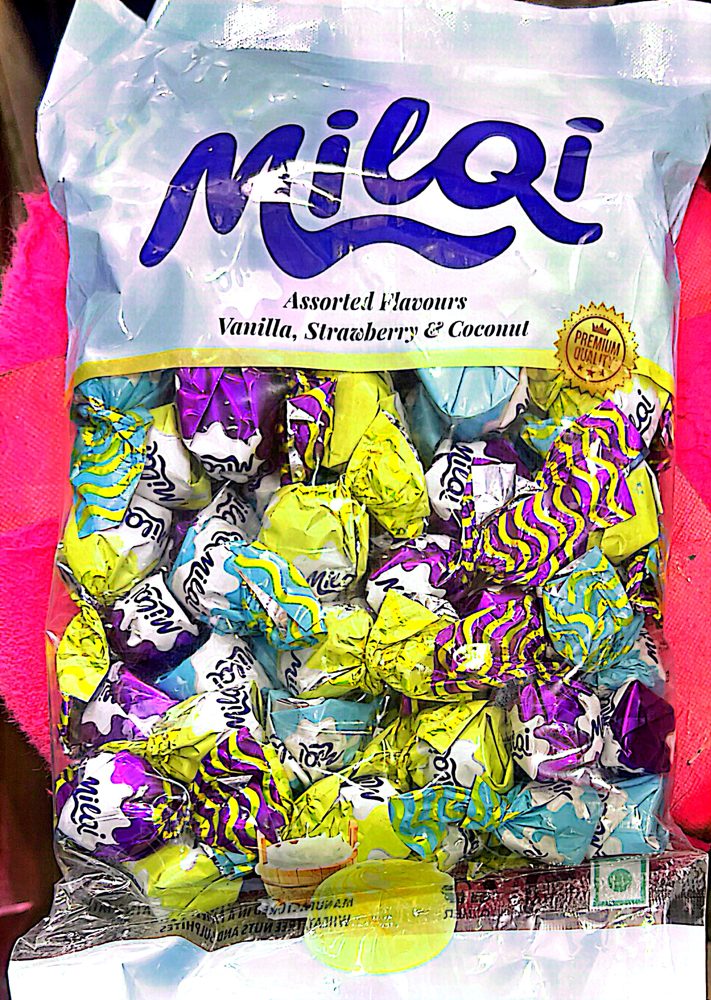 Milqi assorted vanilla strawberry and coconut candy bag